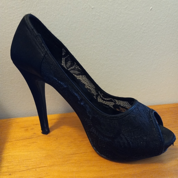 Aldo Lace Stilletho Peep Toe Womens Size 37 - Picture 5 of 10